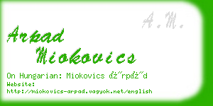 arpad miokovics business card